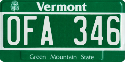 VT license plate OFA346
