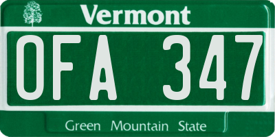 VT license plate OFA347