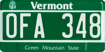 VT license plate OFA348