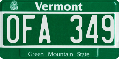 VT license plate OFA349
