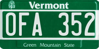 VT license plate OFA352