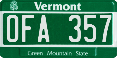 VT license plate OFA357