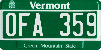 VT license plate OFA359