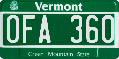 VT license plate OFA360