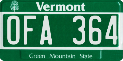 VT license plate OFA364