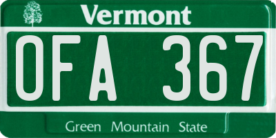 VT license plate OFA367