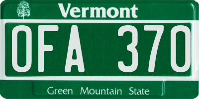 VT license plate OFA370