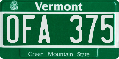 VT license plate OFA375