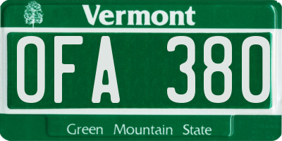 VT license plate OFA380