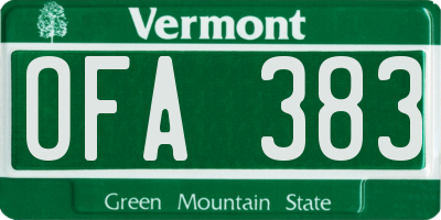 VT license plate OFA383