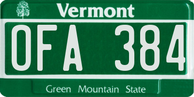 VT license plate OFA384