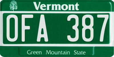 VT license plate OFA387