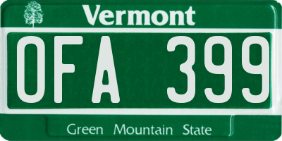VT license plate OFA399