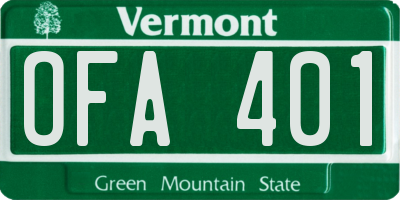 VT license plate OFA401