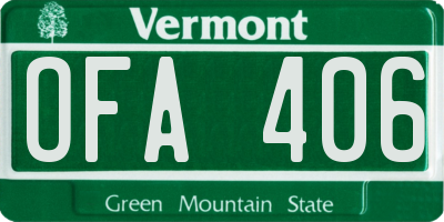 VT license plate OFA406