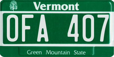 VT license plate OFA407