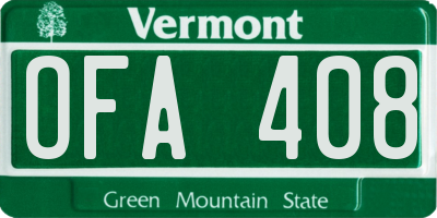 VT license plate OFA408