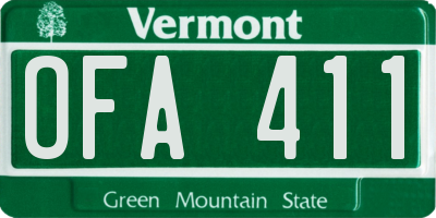 VT license plate OFA411