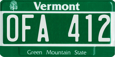 VT license plate OFA412