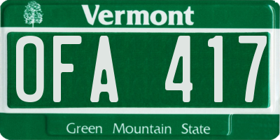 VT license plate OFA417