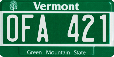 VT license plate OFA421