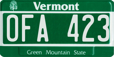 VT license plate OFA423