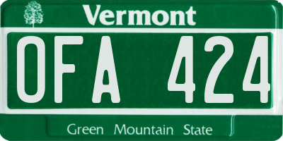 VT license plate OFA424