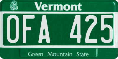 VT license plate OFA425