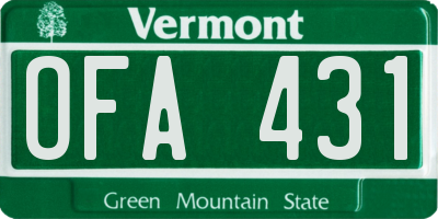 VT license plate OFA431