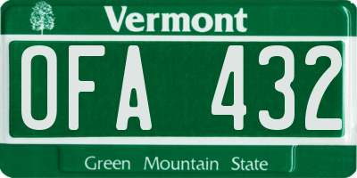 VT license plate OFA432