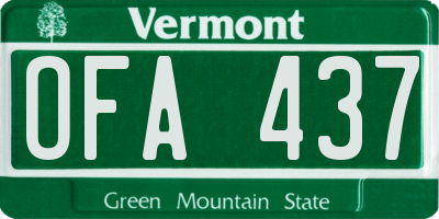 VT license plate OFA437