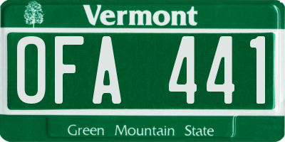 VT license plate OFA441
