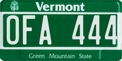 VT license plate OFA444