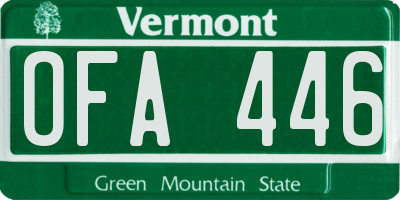 VT license plate OFA446