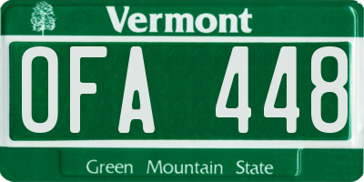 VT license plate OFA448
