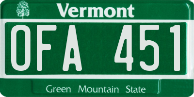 VT license plate OFA451