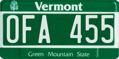 VT license plate OFA455