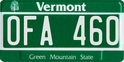 VT license plate OFA460