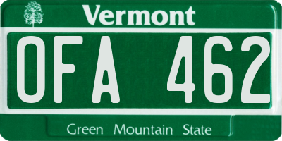 VT license plate OFA462
