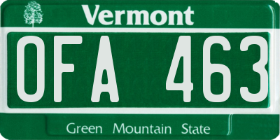 VT license plate OFA463