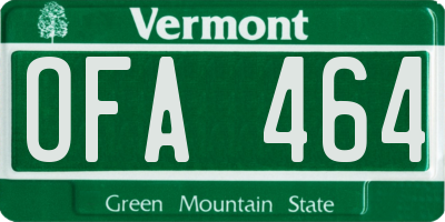 VT license plate OFA464