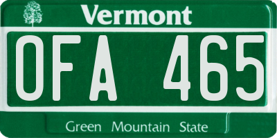 VT license plate OFA465