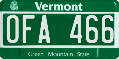 VT license plate OFA466