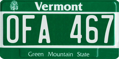 VT license plate OFA467