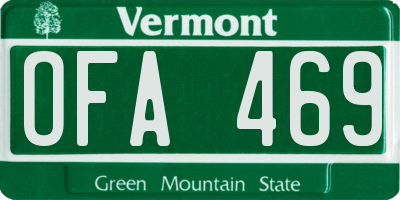 VT license plate OFA469