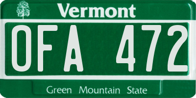 VT license plate OFA472