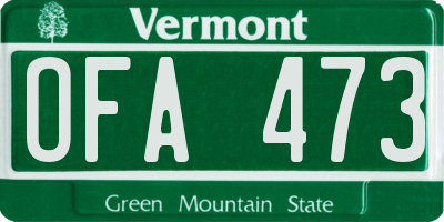 VT license plate OFA473