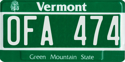 VT license plate OFA474