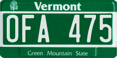 VT license plate OFA475