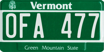 VT license plate OFA477